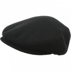 Newsboy Caps Made in USA Herringbone or Solid Ear Flap Ivy Cap Winter Hat 100% Wool - Solid Black - CY125UC22PF $45.39