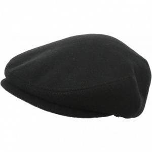 Newsboy Caps Made in USA Herringbone or Solid Ear Flap Ivy Cap Winter Hat 100% Wool - Solid Black - CY125UC22PF $45.39