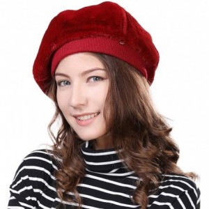 Newsboy Caps Velvet Artist French Berets Film Director Paris Cap Women Soft Warm Classic - 99627_burgundy - CZ18KWA0ENR $14.79