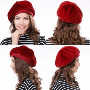 Newsboy Caps Velvet Artist French Berets Film Director Paris Cap Women Soft Warm Classic - 99627_burgundy - CZ18KWA0ENR $14.79