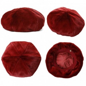 Newsboy Caps Velvet Artist French Berets Film Director Paris Cap Women Soft Warm Classic - 99627_burgundy - CZ18KWA0ENR $14.79