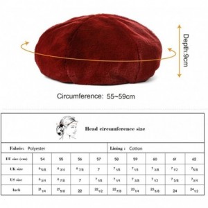 Newsboy Caps Velvet Artist French Berets Film Director Paris Cap Women Soft Warm Classic - 99627_burgundy - CZ18KWA0ENR $14.79