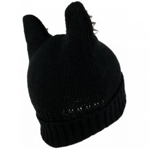 Skullies & Beanies Pussyhat Women's Spiked Stud Cat Ear Beanie Hat - Black - CK12O6UJ72F $16.33