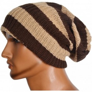 Skullies & Beanies Men's Slouchy Beanie Knit Crochet Rasta Cap for Summer Winter - Brown/Khaki - CC12MEFAWB1 $25.11