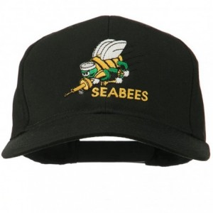 Baseball Caps Navy Seabees Symbol Embroidered Cap - Black - C911QLMNFM3 $18.64