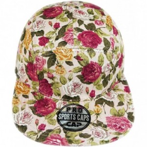 Sun Hats Floral Flowers Snapback Flat Bill Cotton Cap Black Navy Pink - Washed Pink - CL1987KI0D4 $28.86