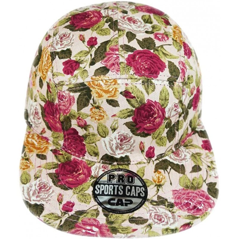 Sun Hats Floral Flowers Snapback Flat Bill Cotton Cap Black Navy Pink - Washed Pink - CL1987KI0D4 $18.99