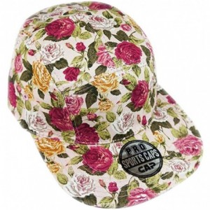 Sun Hats Floral Flowers Snapback Flat Bill Cotton Cap Black Navy Pink - Washed Pink - CL1987KI0D4 $18.99