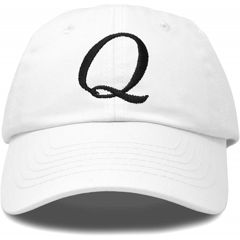 Baseball Caps Initial Hat Letter Q Womens Baseball Cap Monogram Cursive Embroider - White - CK18U6YRDD6 $11.32