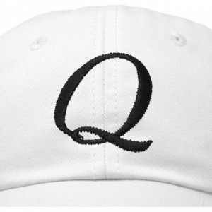 Baseball Caps Initial Hat Letter Q Womens Baseball Cap Monogram Cursive Embroider - White - CK18U6YRDD6 $11.32