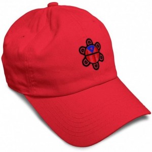 Baseball Caps Custom Soft Baseball Cap Puerto Rico Flag Sol Taino B Embroidery Cotton - Red - CE18AAZHHO4 $11.70