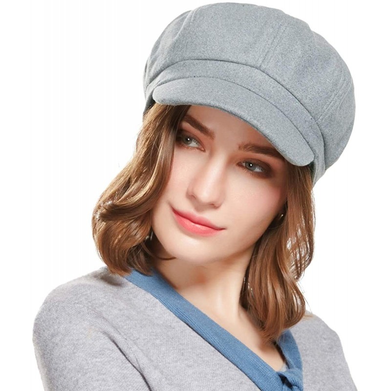 Newsboy Caps Beret Corduroy Newsboy Hat for Women Visor Adjustable Winter Octagonal Cap for Ladies - Light Gray - CS18I8ASGEK...