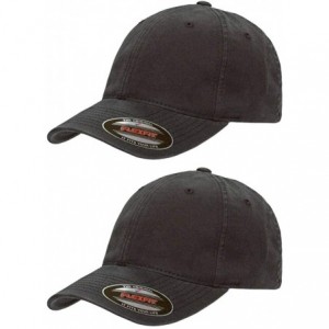 Baseball Caps Flexfit Garment Washed Cotton Dad Hat - Low Profile- Stretch Flex Fit Ballcap w/Hat Liner - 2-pack Black - C518...