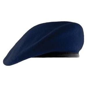 Berets Unlined Beret with Leather Sweatband (7 3/8- Dark Royal Blue) - CZ11WV9YMPT $15.31