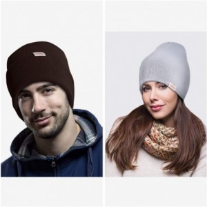 Skullies & Beanies Beanie for Men and Women Thermal Acrylic Knit Winter Hats Warm Mens Gifts - Brown - CO18ANHXARE $10.93