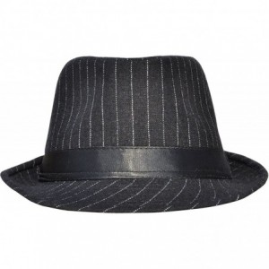 Fedoras Women Men Classic 1920s Manhattan Structured Trilby Fedora Hat - Black/Black - CJ19609A2NC $13.30