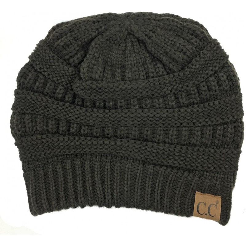 Skullies & Beanies Soft Stretch Chunky Cable Knit Slouchy Beanie Hat - Brown - CK187IC2MZ9 $9.51