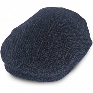 Skullies & Beanies Men's Irish Made Trinity Cap - Col 34 (Blue Herringbone) - CQ12N9M27I1 $30.65