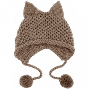 Skullies & Beanies Winter Cute Cat Ears Knit Hat Ear Flap Crochet Beanie Hat - Coffee - C6185RI3E0K $10.92