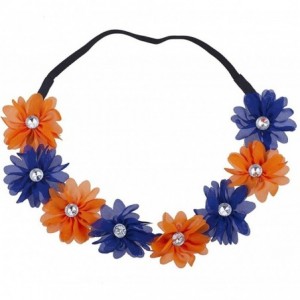 Headbands Multicolor Chiffon Flower Headband Flower Crown Headband - Blue Yellow Chiffon - CD187C6WXZ6 $10.69