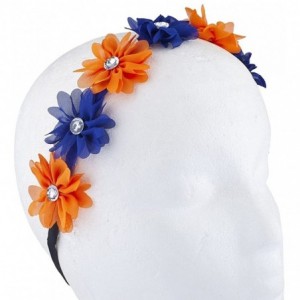 Headbands Multicolor Chiffon Flower Headband Flower Crown Headband - Blue Yellow Chiffon - CD187C6WXZ6 $10.69