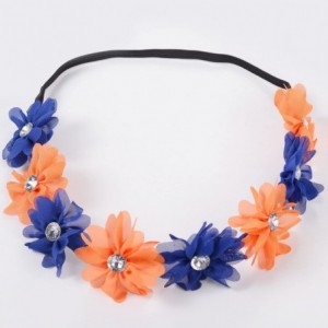 Headbands Multicolor Chiffon Flower Headband Flower Crown Headband - Blue Yellow Chiffon - CD187C6WXZ6 $10.69