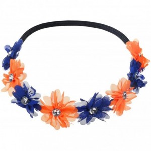 Headbands Multicolor Chiffon Flower Headband Flower Crown Headband - Blue Yellow Chiffon - CD187C6WXZ6 $10.69