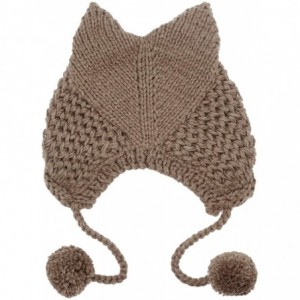 Skullies & Beanies Winter Cute Cat Ears Knit Hat Ear Flap Crochet Beanie Hat - Coffee - C6185RI3E0K $10.92