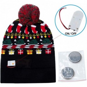 Skullies & Beanies Unisex Ugly Light Up Christmas Knit Beanie Hats 6 Colorful Led Family Xmas Party Holiday Caps - Christmas ...