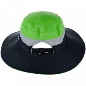 Sun Hats Safari Sun Hat Wide Brim Hat with Ponytail Hole Packable UPF 50+ for Hiking Camping - Navy/Lime - CO18QHXS7MK $22.51