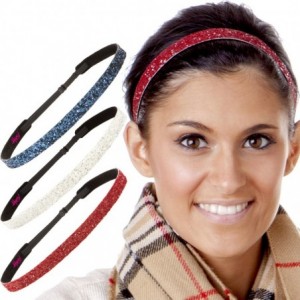 Headbands Women's Adjustable NO SLIP Skinny Bling Glitter Headband Multi 3pk (Ruby/White/Navy) - Skinny Ruby/White/Navy 3pk -...