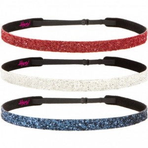 Headbands Women's Adjustable NO SLIP Skinny Bling Glitter Headband Multi 3pk (Ruby/White/Navy) - Skinny Ruby/White/Navy 3pk -...