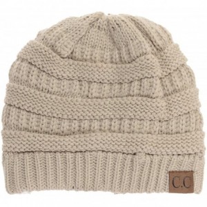 Skullies & Beanies USA Trendy Warm Chunky Soft Stretch Cable Knit Slouchy Beanie - Beige - C2120J4P7G5 $10.61