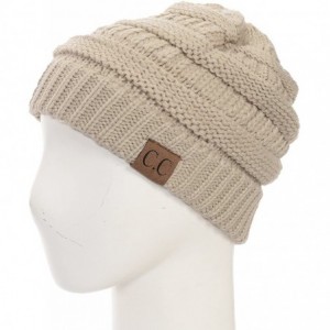 Skullies & Beanies USA Trendy Warm Chunky Soft Stretch Cable Knit Slouchy Beanie - Beige - C2120J4P7G5 $10.61