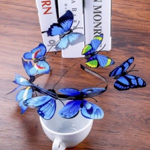 Headbands Butterfly Headband Printed Costume - Navy Blue-1 - CA18QNWG4II $12.21
