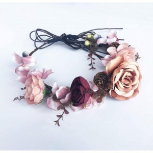 Headbands Flower Wreath Headband Floral Hair Garland Flower Crown Halo Headpiece Boho with Ribbon Wedding Party Photos - 1 - ...