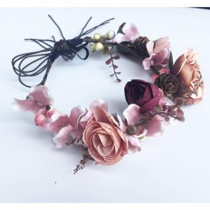 Headbands Flower Wreath Headband Floral Hair Garland Flower Crown Halo Headpiece Boho with Ribbon Wedding Party Photos - 1 - ...