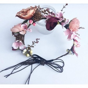 Headbands Flower Wreath Headband Floral Hair Garland Flower Crown Halo Headpiece Boho with Ribbon Wedding Party Photos - 1 - ...