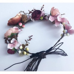 Headbands Flower Wreath Headband Floral Hair Garland Flower Crown Halo Headpiece Boho with Ribbon Wedding Party Photos - 1 - ...