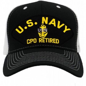 Baseball Caps US Navy CPO Retired Hat/Ballcap (Black) Adjustable One Size Fits Most - Mesh-back Black & White - CZ18LZ42IAX $...
