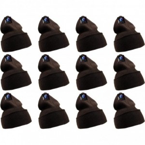 Skullies & Beanies Men's Women's Winter Long Beanie Hat Knit Cap 12 Pack - Brown - CC18H3QHK06 $29.65