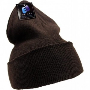 Skullies & Beanies Men's Women's Winter Long Beanie Hat Knit Cap 12 Pack - Brown - CC18H3QHK06 $47.94