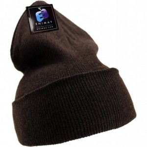 Skullies & Beanies Men's Women's Winter Long Beanie Hat Knit Cap 12 Pack - Brown - CC18H3QHK06 $29.65