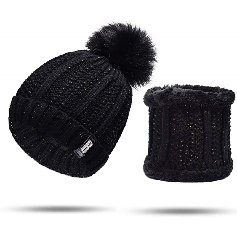 Skullies & Beanies Womens Winter Pompom Slouchy - Black - CM18AUD050O $9.25