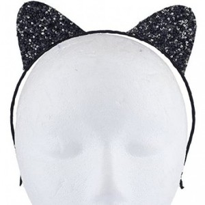 Headbands Girls Cat Ears Costume Accessory Headband - Black Glitter - C7187CHX7WT $7.35