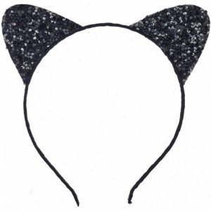 Headbands Girls Cat Ears Costume Accessory Headband - Black Glitter - C7187CHX7WT $7.35