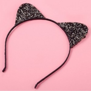 Headbands Girls Cat Ears Costume Accessory Headband - Black Glitter - C7187CHX7WT $7.35