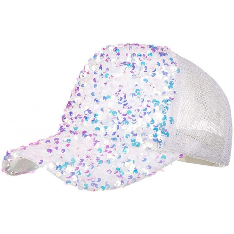 Baseball Caps Women's Fashion Truck Dad Hat Fully Studded Rhinestone Adjustable Cotton Baseball Cap Sparkle Mesh Back Hat - C...