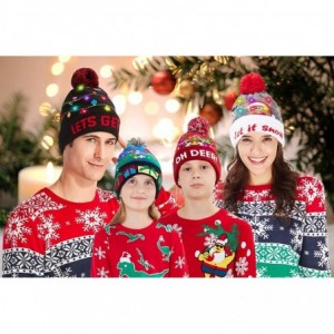 Skullies & Beanies Women Men Ugly Christmas Hats LED Light-up Knitted Beanies Cap for Xmas Party with 6 Colorful Lights - CJ1...