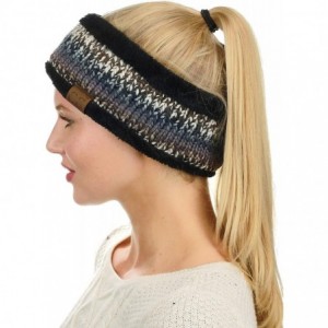 Cold Weather Headbands Women's Multicolored Stretchy Knit Black Sherpa Lined Ear Warmer Headband - Black/Grey - CH18IZGMKX0 $...